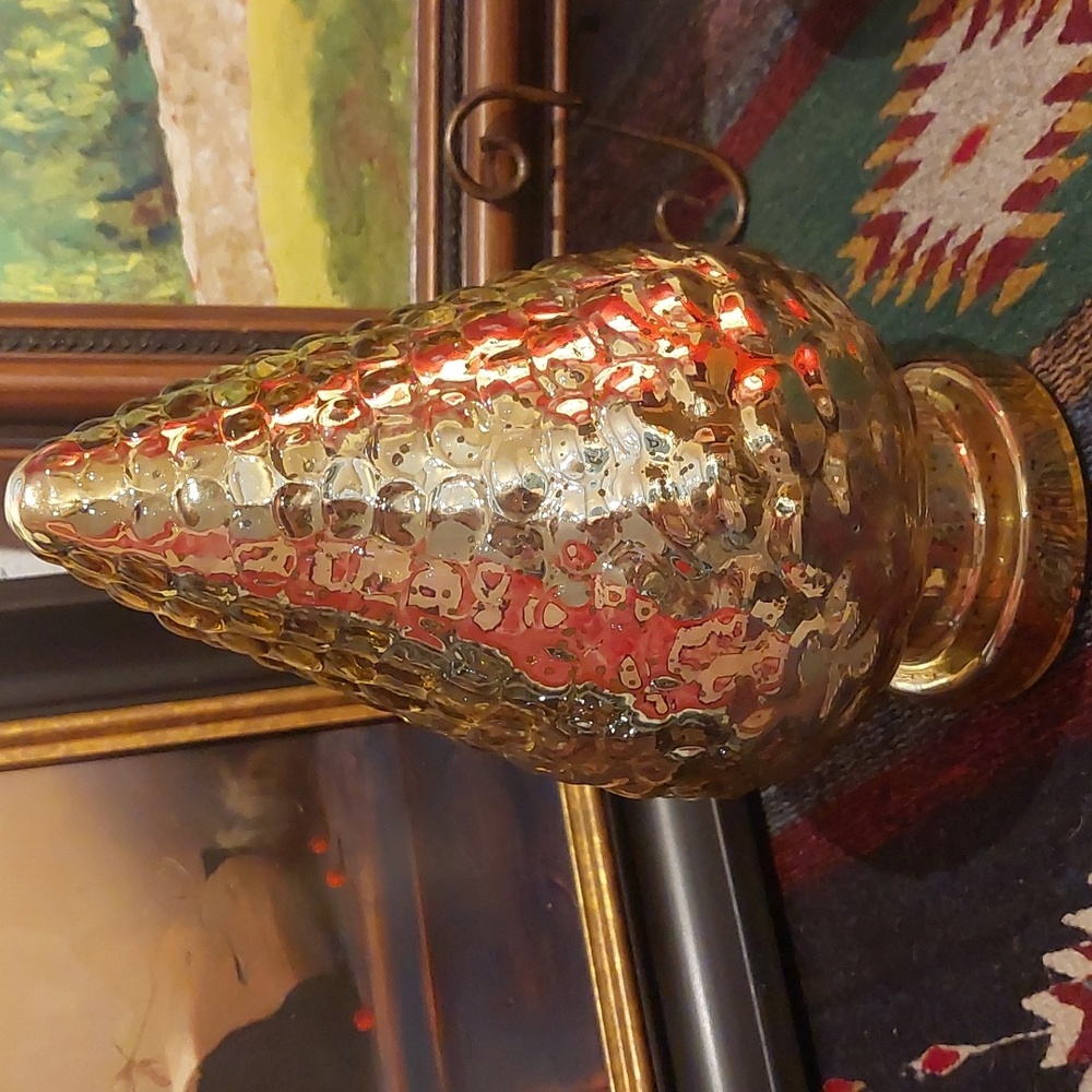 The MET MMA Gold Glass Tree Tabletop Ornament Decor Pinecone Pineapple Decor